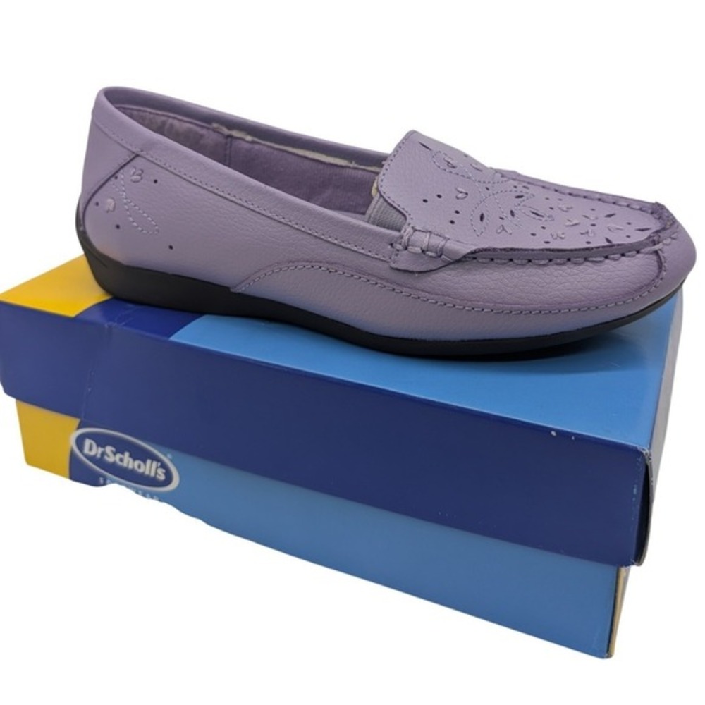 Dr Scholls Womens‎ Lavender Perforated Leather Loafer Shoes Size 6M